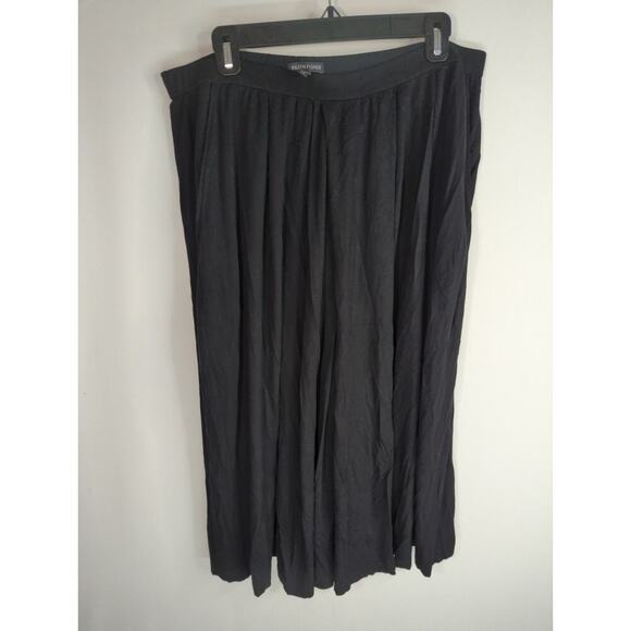 Eileen Fisher‎ Black Wide Leg Cropped Pants Women's Large Lagan Look Coastal - Picture 1 of 8